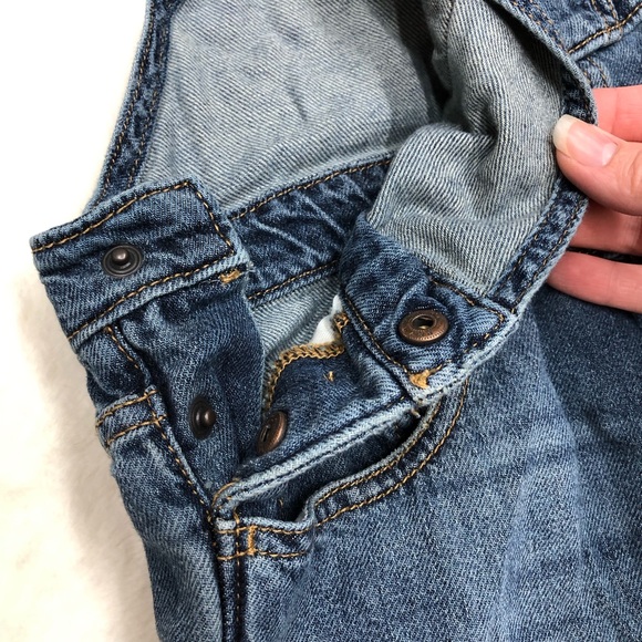 NEW Gap kids distressed Blue Denim Overalls size large - Picture 6 of 8